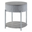 Doug Side End Table-22 Inch Gray High Gloss Wood-Chrome Metal Finish