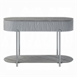 Doug Sofa Table-Gray High Gloss Wood-Drawers-Chrome Metal-47 Inch