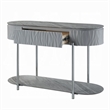 Doug Sofa Table-Gray High Gloss Wood-Drawers-Chrome Metal-47 Inch