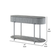 Doug Sofa Table-Gray High Gloss Wood-Drawers-Chrome Metal-47 Inch