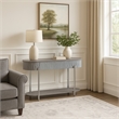 Doug Sofa Table-Gray High Gloss Wood-Drawers-Chrome Metal-47 Inch
