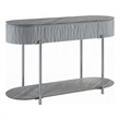 Doug Sofa Table-Gray High Gloss Wood-Drawers-Chrome Metal-47 Inch