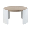 Romani Coffee Table-White High Gloss Wood-Brown Top-Round 33 Inch