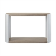 Romani Sofa Console Table-White High Gloss Wood-Brown-Oval 47 Inch