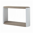 Romani Sofa Console Table-White High Gloss Wood-Brown-Oval 47 Inch