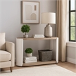 Romani Sofa Console Table-White High Gloss Wood-Brown-Oval 47 Inch