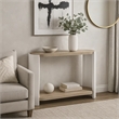 Romani Sofa Console Table-White High Gloss Wood-Brown-Oval 47 Inch