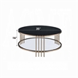 Abio Coffee Table-35 Inch-Round Sintered Stone Top-Black and Gold