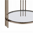 Abio Side End Table-23 Inch-Round Sintered Stone Top-Black and Gold