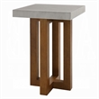 Joshua End Table-Gray Faux Concrete Top-Walnut Brown Wood-16 Inch