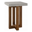 Joshua End Table-Gray Faux Concrete Top-Walnut Brown Wood-16 Inch