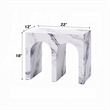 Ritzy Side End Table-White Faux Stone-Modern Arch Design 22 Inch