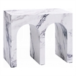 Ritzy Side End Table-White Faux Stone-Modern Arch Design 22 Inch