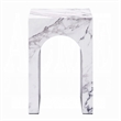 Ritzy End Table-White Marble Faux Stone Single Arch Design 12 Inch