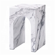 Ritzy End Table-White Marble Faux Stone Single Arch Design 12 Inch