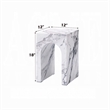 Ritzy End Table-White Marble Faux Stone Single Arch Design 12 Inch