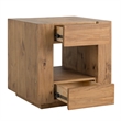 Ayma End Table-1 Inner Shelf-Drawers-Brown Oak Wood Frame-24 Inch