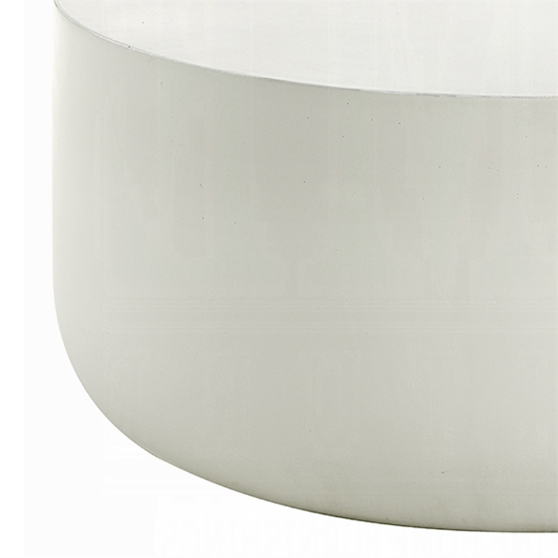 Utan 31 Inch Round Coffee Table - Modern Cement Frame - Off White