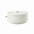 Utan 31 Inch Round Coffee Table - Modern Cement Frame - Off White