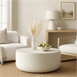 Utan 31 Inch Round Coffee Table - Modern Cement Frame - Off White