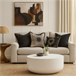 Utan 31 Inch Round Coffee Table - Modern Cement Frame - Off White