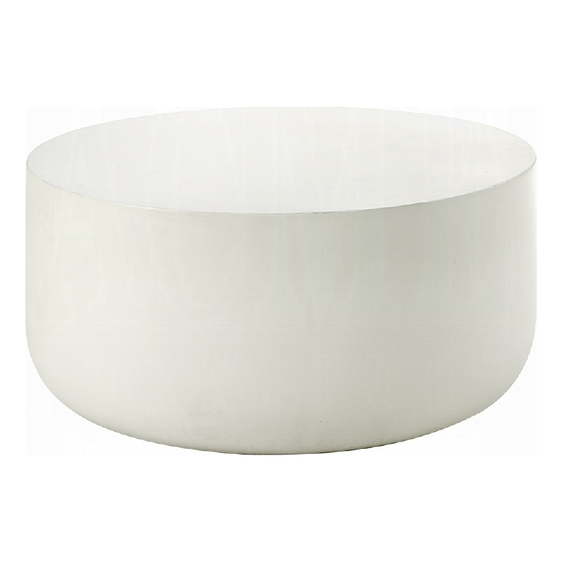 Utan 31 Inch Round Coffee Table - Modern Cement Frame - Off White