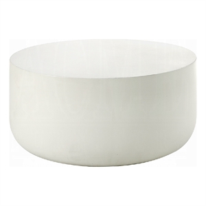 Utan 31 Inch Round Coffee Table - Modern Cement Frame - Off White