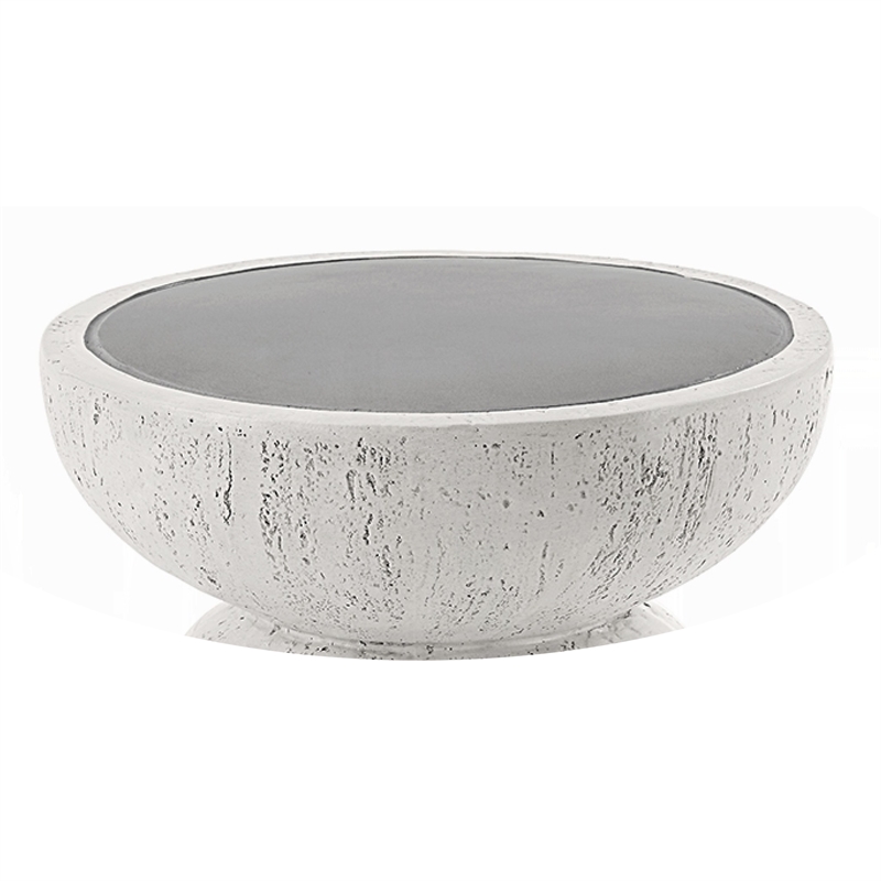 Elyana Accent Table-Sculpted Natural Gray Cement-Round 14 Inch Top