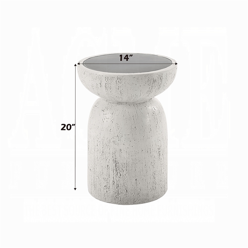 Elyana Accent Table-Sculpted Natural Gray Cement-Round 14 Inch Top