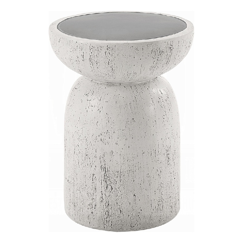 Elyana Accent Table-Sculpted Natural Gray Cement-Round 14 Inch Top