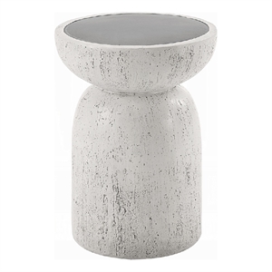 Elyana Accent Table-Sculpted Natural Gray Cement-Round 14 Inch Top