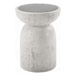 Elyana Accent Table-Sculpted Natural Gray Cement-Round 14 Inch Top