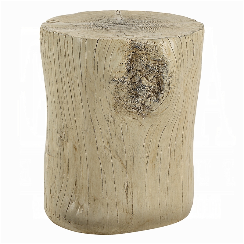 Rennie Accent Table-Light Natural Brown Cement-Log Shape-14 Inch