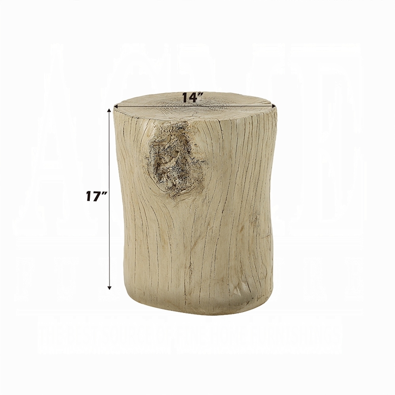 Rennie Accent Table-Light Natural Brown Cement-Log Shape-14 Inch