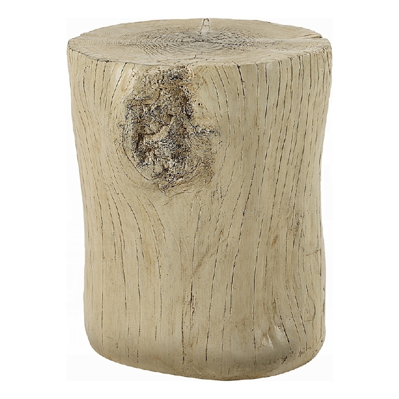 Rennie Accent Table-Light Natural Brown Cement-Log Shape-14 Inch