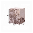 Itah Accent End Table-Square-White and Brown Faux Stone-16 Inch