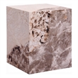 Itah Accent End Table-Square-White and Brown Faux Stone-16 Inch