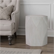 Hano Side End Table-White Rubberwood-22 Inch-Geometric Design Body