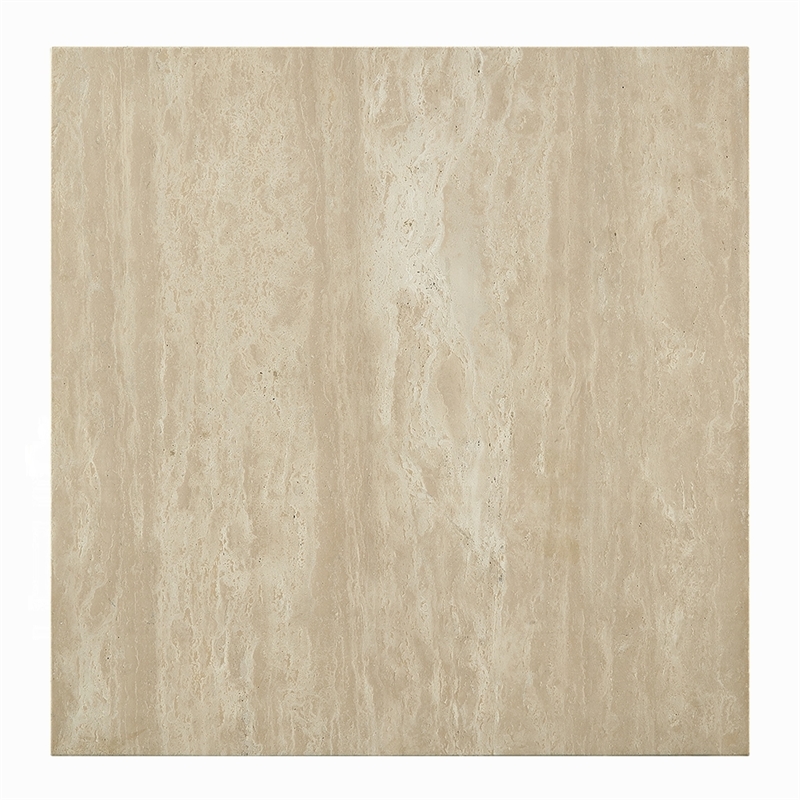 Lory Coffee Table-35 Inch Square Travertine Top-Natural Wood Beige