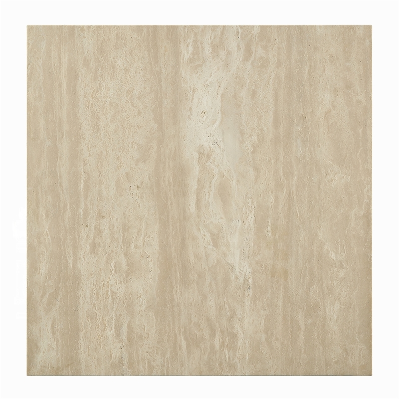 Lory Side End Table-19 Inch Square Travertine Top-Natural Wood Beige
