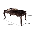 Astor Coffee Table-52 Inch Dark Cherry Brown Wood-Carved Details