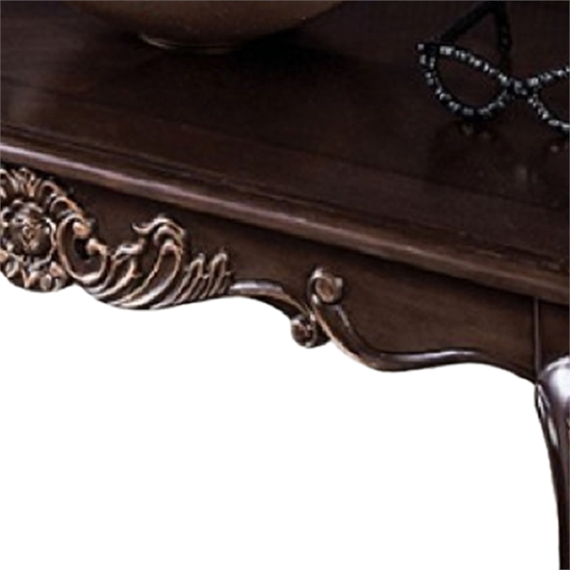 Astor Coffee Table-52 Inch Dark Cherry Brown Wood-Carved Details