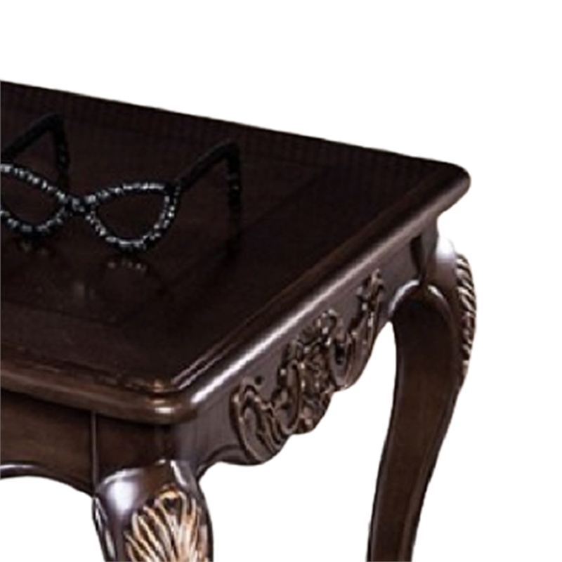 Astor Coffee Table-52 Inch Dark Cherry Brown Wood-Carved Details
