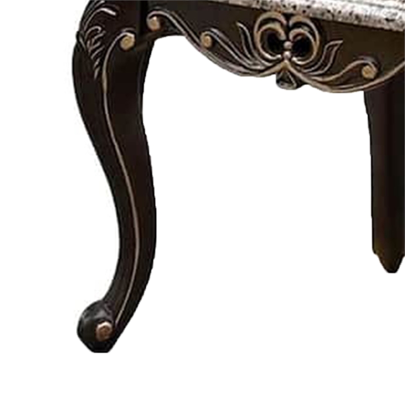 Ery End Table-Dark Walnut Brown Wood-Carved Details-28 Inch