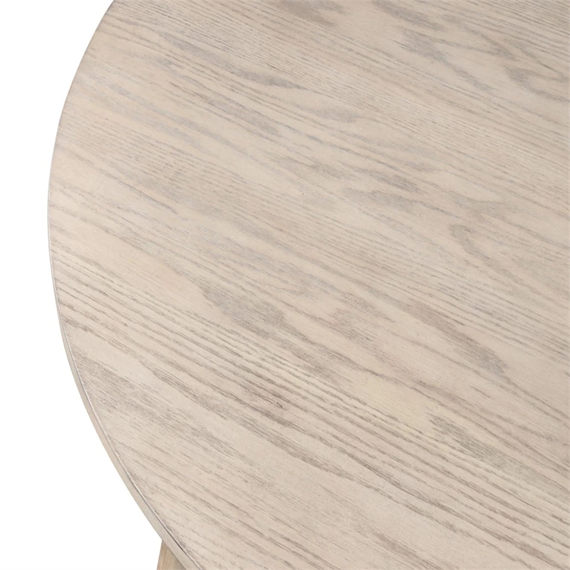 Yely Round Dining Table-Shaker-Style Legs-Natural Oak Rubberwood-42 Inch
