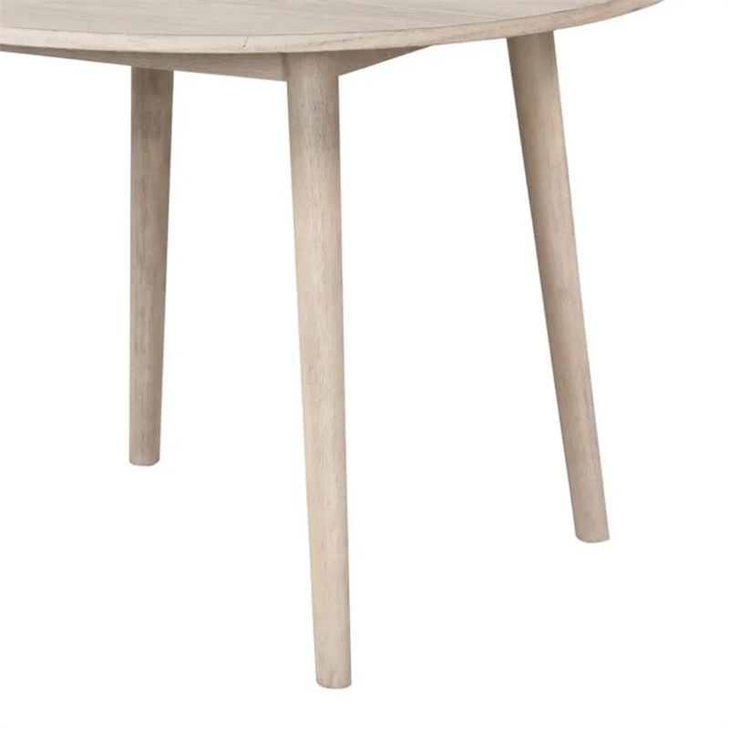 Yely Round Dining Table-Shaker-Style Legs-Natural Oak Rubberwood-42 Inch