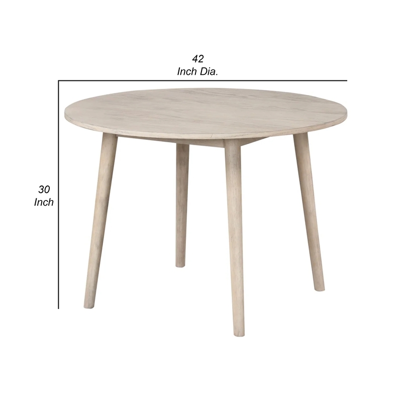 Yely Round Dining Table-Shaker-Style Legs-Natural Oak Rubberwood-42 Inch
