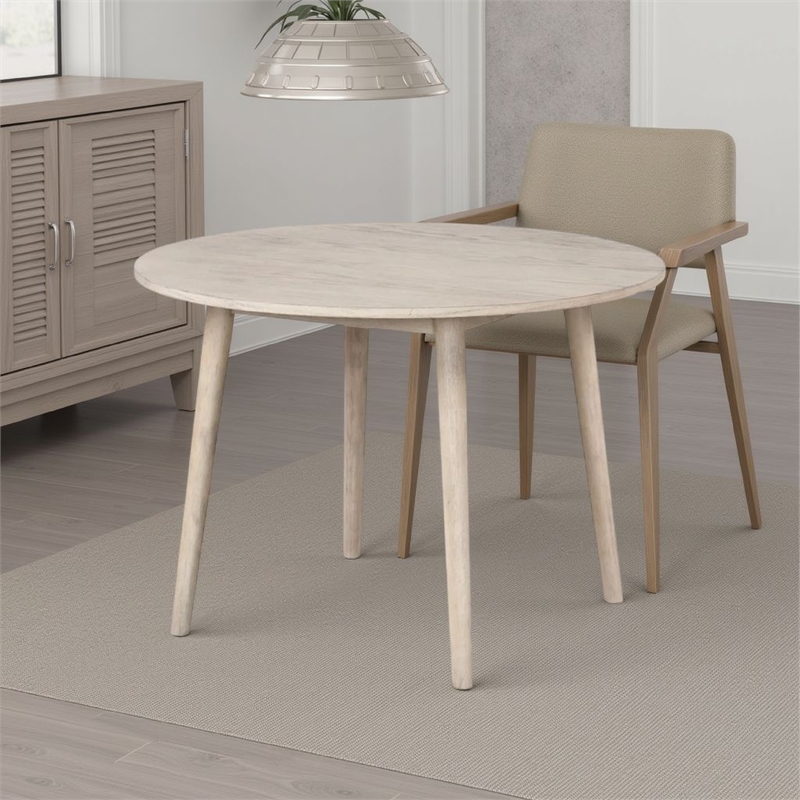 Yely Round Dining Table-Shaker-Style Legs-Natural Oak Rubberwood-42 Inch