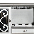 Hixe Sideboard Buffet w Wine Rack-Silver Wood-Fluted Legs-60 Inch