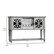 Hixe Sideboard Buffet w Wine Rack-Silver Wood-Fluted Legs-60 Inch